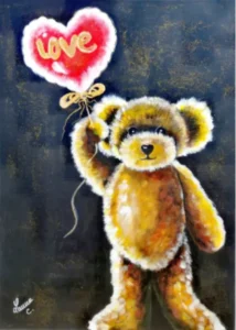 Nounours love de Céline LANNE ART-Acrylique sur toile